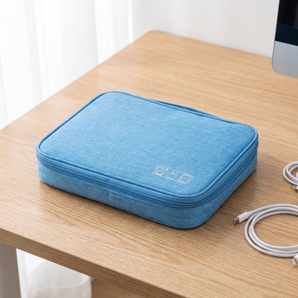 Multi-Functional Travel Electronics Organizer Bag Portable Cable Storage Case with Multiple Compartments and Zipper Closure for Accessories