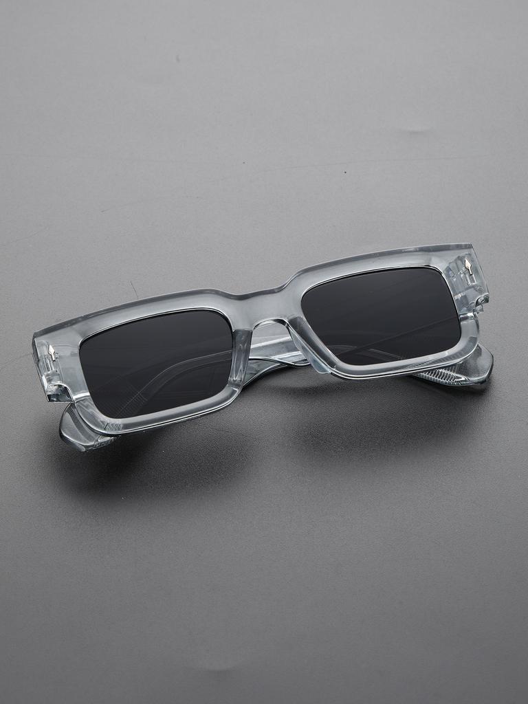1Pc Unisex Square Plastic Frame Trendy Classic Sunglasses For Outdoor Travel Uv Protection Accessories