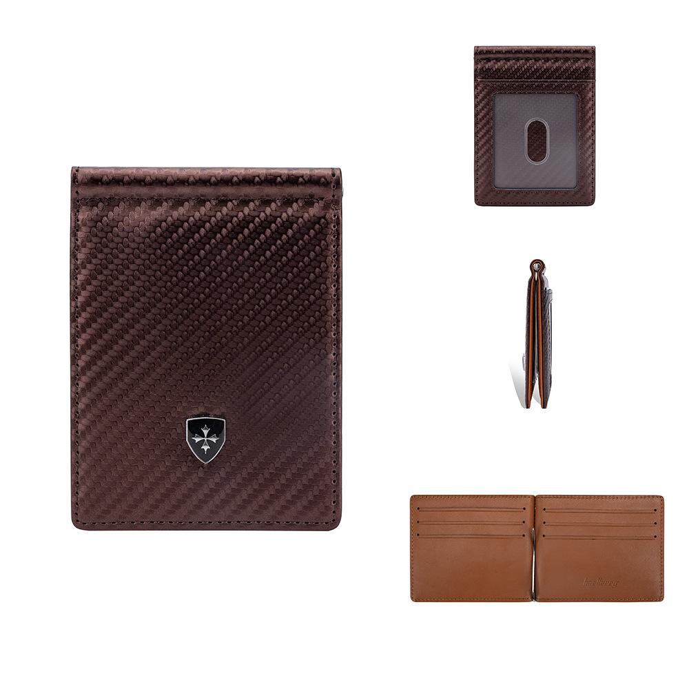 Men's card bag New European and American carbon fiber multi-card anti-theft card clip RFID dollar clip wallet