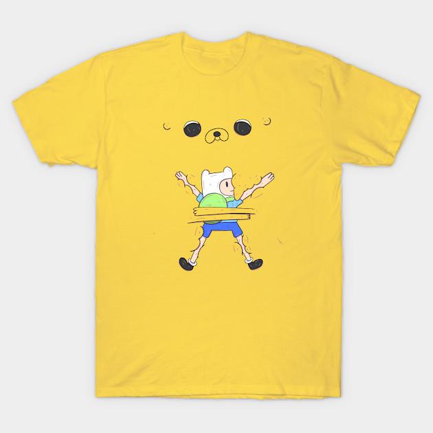 Asian Size Men Black Print T-shirt Adventure Time - Bro Hug No-Cut Heat Transfer Print Cotton Tshirt