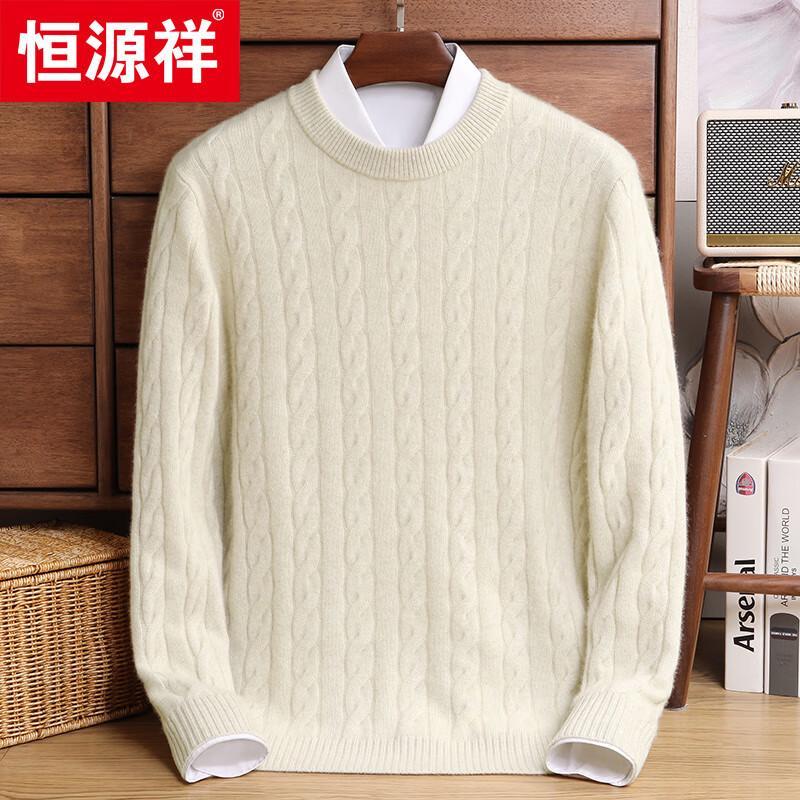 

Hengyuanxiang Men s Thickened 100% Cashmere Round Neck Sweater 105628 M (170)
