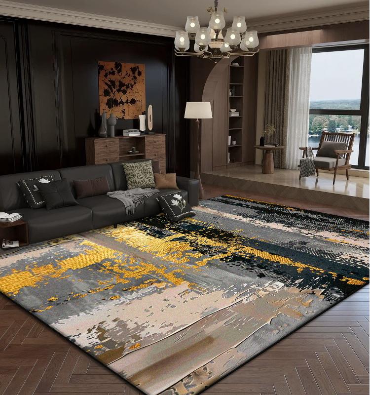 Luxury Abstract Living Room Carpets Golden Decoration Home Sofa Large Area Rugs Bedroom Bedside Tatami Soft Non-slip Floor Mat