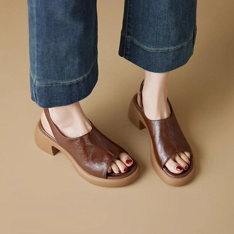 Ins Casual Versatile Platform Sandals Women's 2025 Summer with Skirts Super Soft and Comfortable Stepping On Shit Thick Heels High Heels