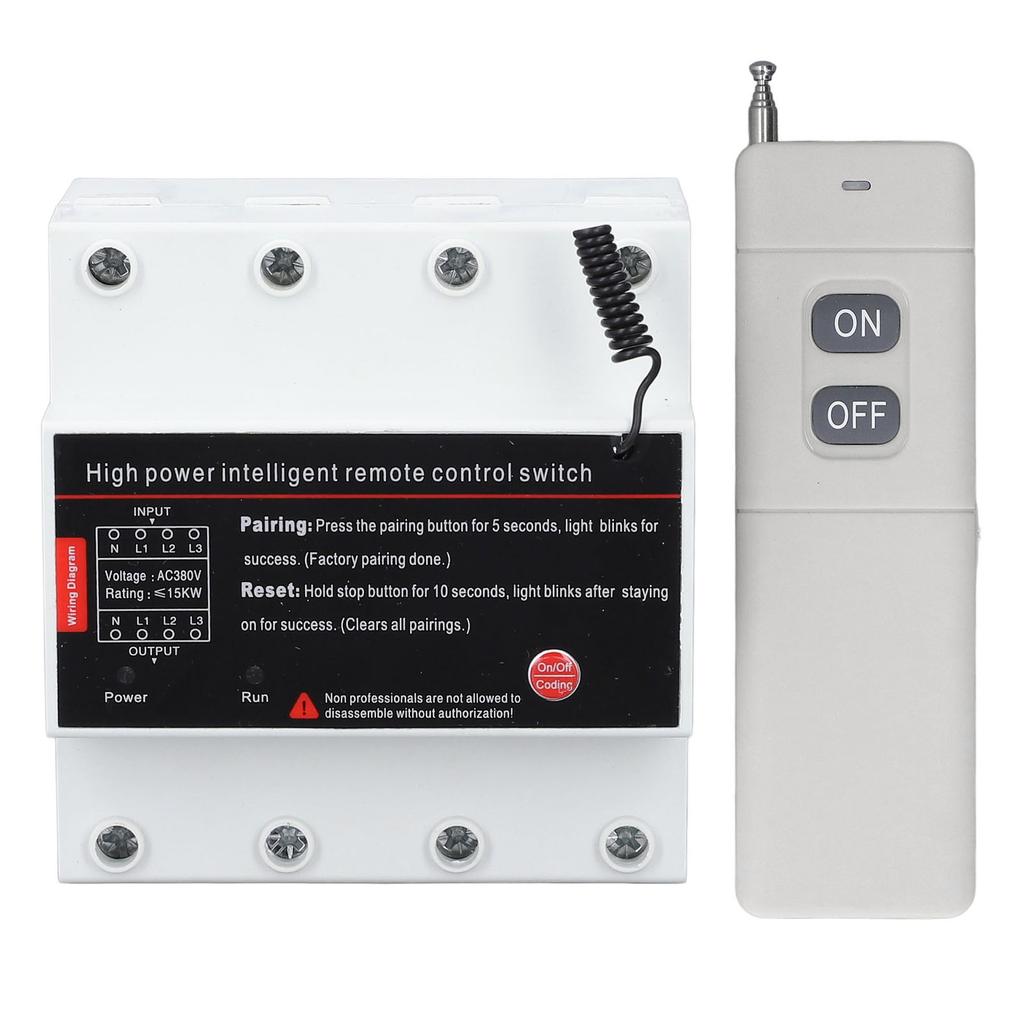 Remote Control Switch 3 Phase 3KM Long Distance Intelligent Power Switch for Pump Motor Garage Door AC380V