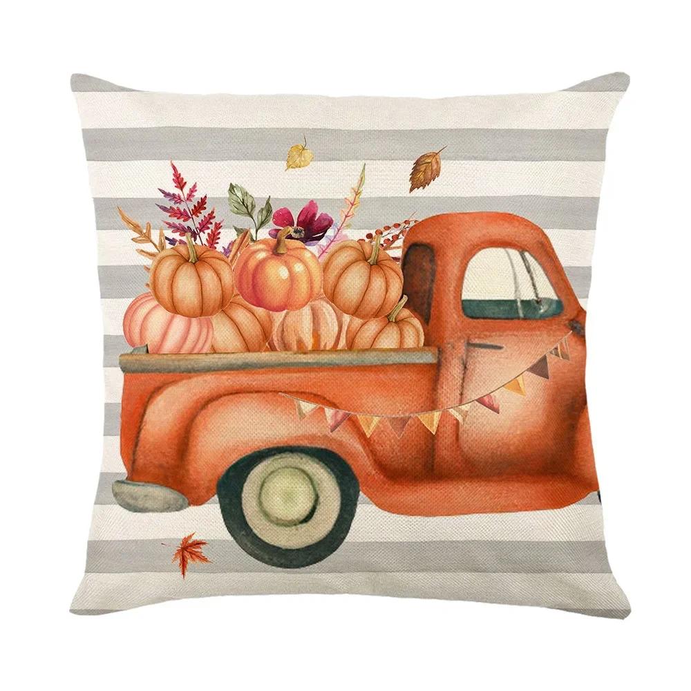 Herbst Herbst Kürbis Kissenbezug für Sofa Wurfkissenbezug Feiertag Leinen Kissenbezug Heimdekoration Erntedankfest