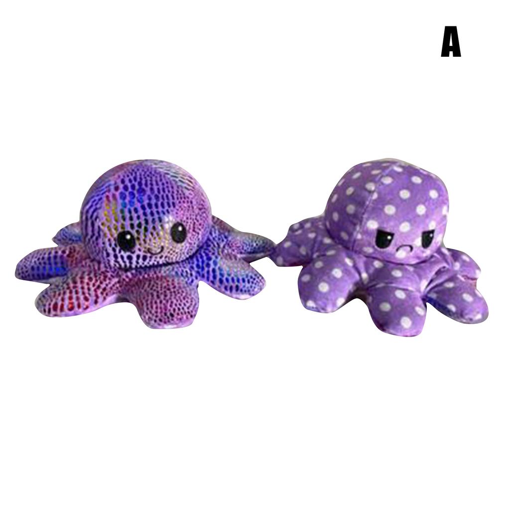 Cute Octopus Plush Toys Double-sided Flip Octopus Soft Reversible Stuffed Mood Octopus Gifts for Kids Family Friends