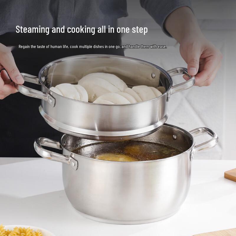 Sigaang 26CM doppelwandiger Dampfgarer aus Edelstahl