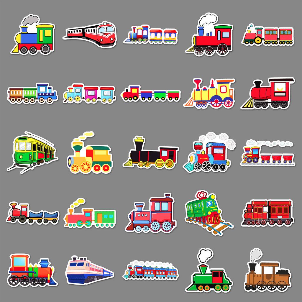 100 Small Train Graffiti Stickers Cartoon Creative Decorative Water Cup Mobile Phone Case Toy Stickers