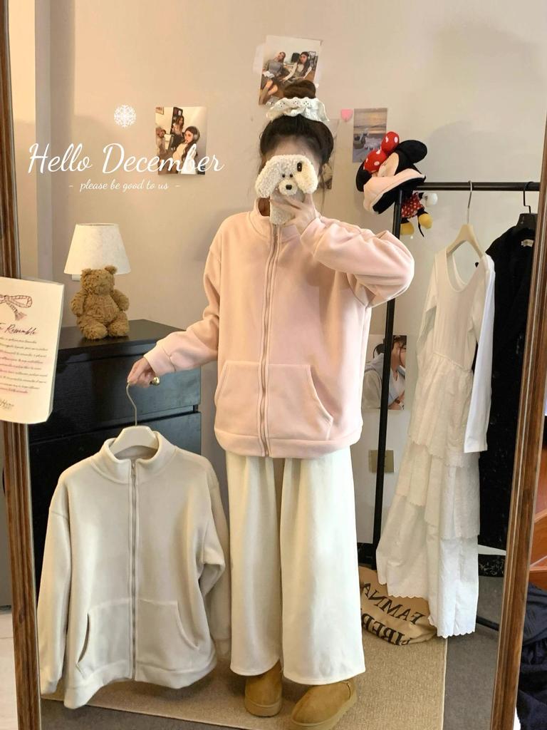 Women's Pink Fleece Thick Warm Coat - 2025 Lambswool Windbreaker for Autumn/Winter