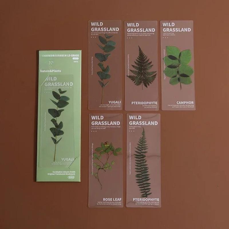 Nature Plants Translucent PET Flower Note Marker Page Holder School Creative Reading Supply Dried Flowers Journal Reading Folder