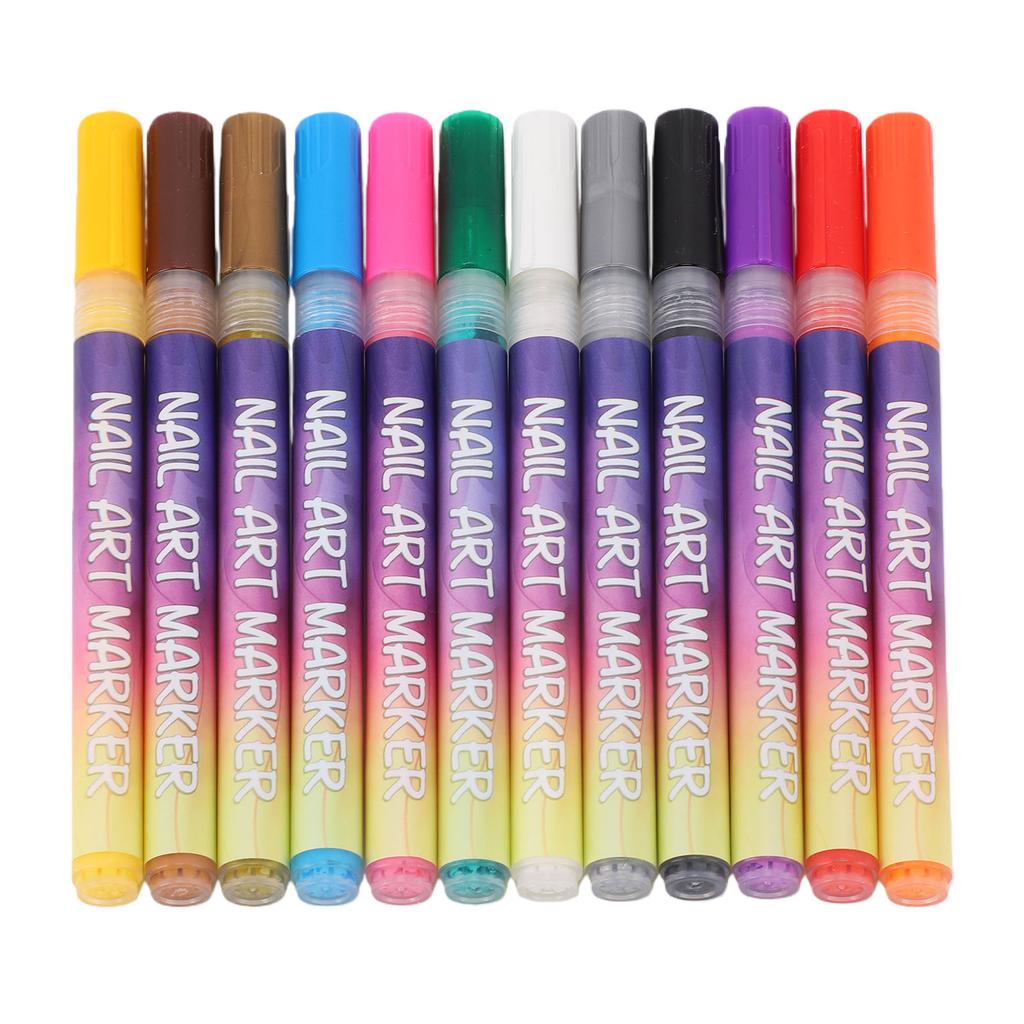 12 Colors Nail Art Pens Quick Drying Acrylic Nail Polish Pens for   Home Salon Manicure Tools