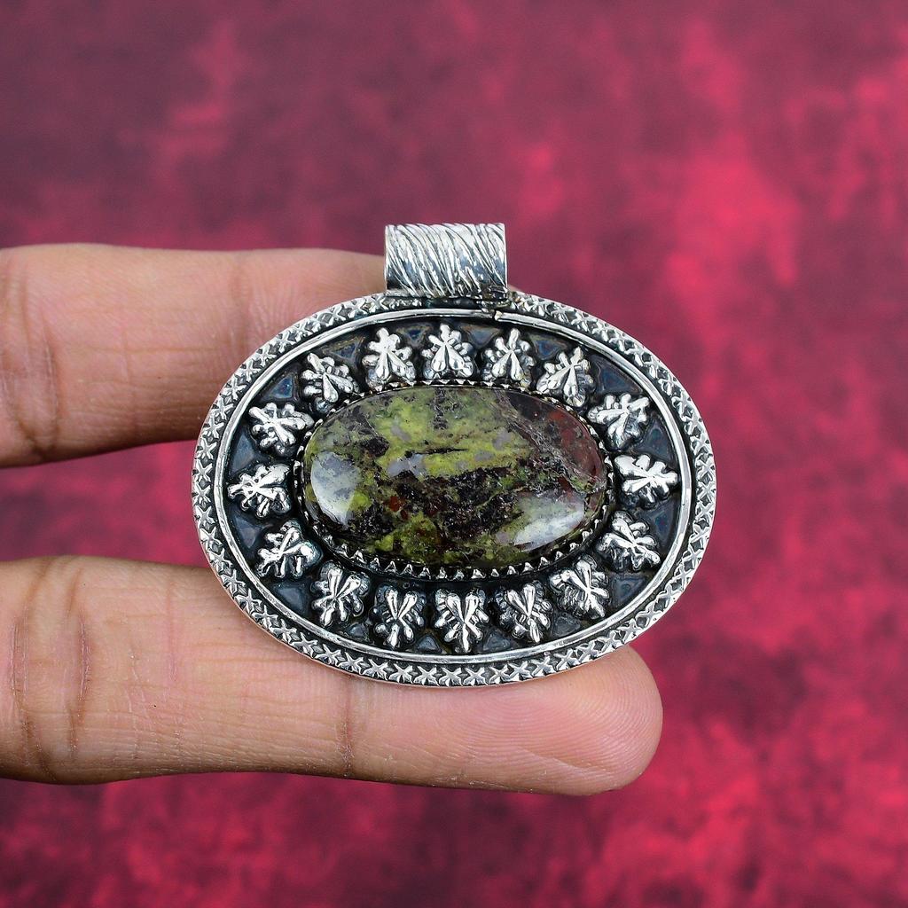 Dragon Bloodstone Jewelry, Handmade Gemstone Pendant, 925 Solid Sterling Silver Pendant Antique Jewelry, For Engagement Gift