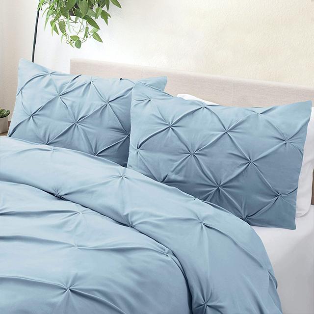 Aoyatex 3PC Pleated Quilt Cover Set Duvet Cover Bedding Set with Pillowcase Bed Cover Set
