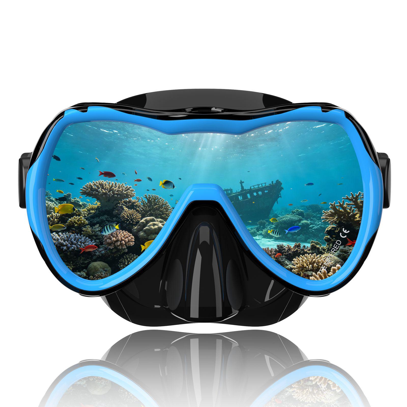 Silicone Tempered Glass Snorkel & Diving Mask One Size