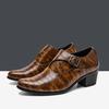 Fashionable 5cm Height Increase Stone Pattern British Casual Men's Leather Shoes