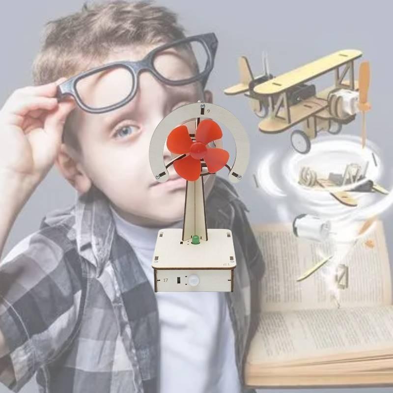 Kids Diy Electric Science Experiment Materials Wooden Handmade Fan For Learning Ha-a08