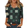 Women's Casual Fashionable Sexy Comfortable V-Neck Christmas Three-Quarter Sleeve Top