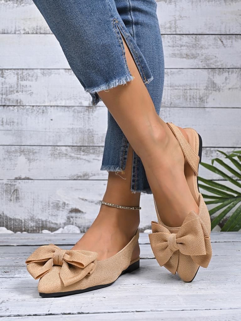 2025 New Bow Flat-bottomed Bag Head Sandals Summer Foreign Trade Large Size Pointed Sandals Wish43