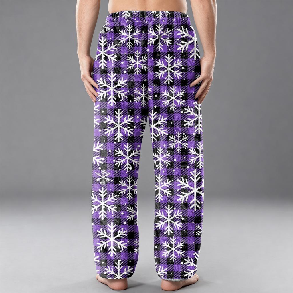 Men's Flannel Pocket Casual Pants, Printed Pocket Casual Pants, Home Sleeping Pants