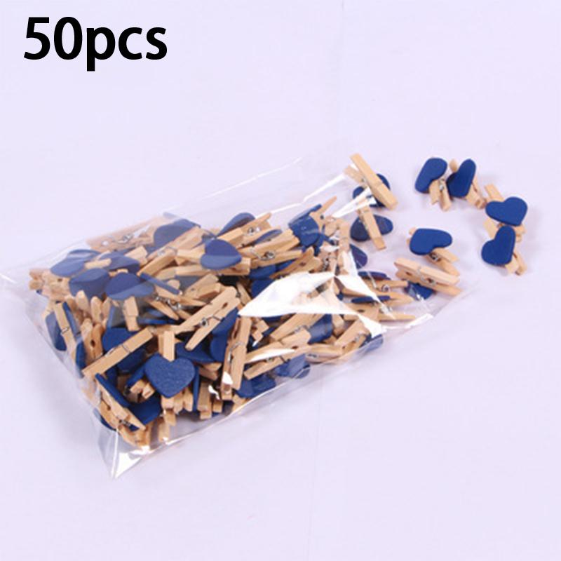 50Pcs Wooden Colored Love Heart Photo Clip Memo Paper Diy Photo Clips Wedding Decoration Postcard Clips Clothespin Home Decor