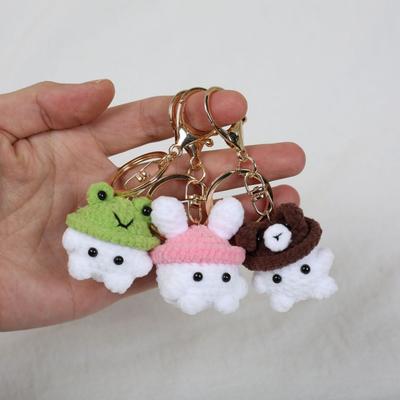 Mini Animal Doll Crochet Keychain For Car Keys Accessories Mini Cartoon Mushroom Series Knitting Doll Cute Keyrings Wholesale