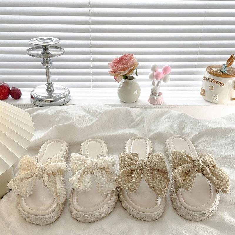 High-value design cool slippers women's summer fashion bow new go out niche beach shoes