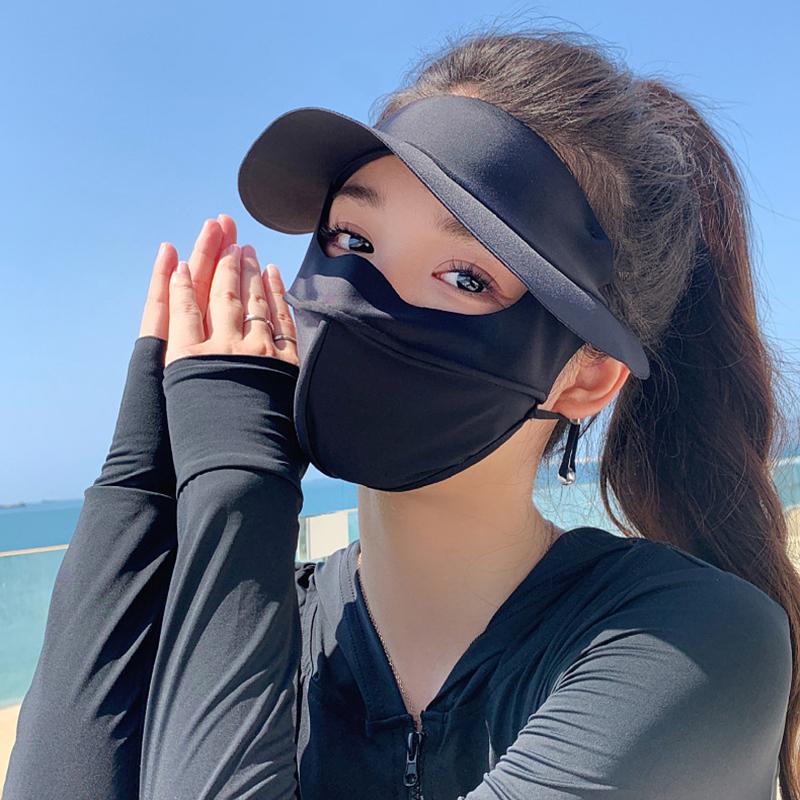 Eis Seide Sonnenschutzmaske UPF50+ Ganzgesichts-Anti-UV-Nackenschal Staubdicht 3D Atmungsaktiv Sonnenschutz Gesichtsmaske Outdoor 1 Stück