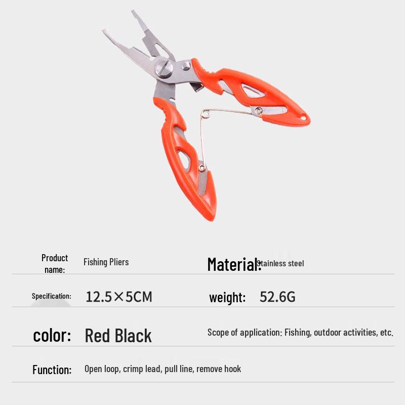 Multifunctional Stainless Steel Fishing Pliers: Portable Fish Controller, Line Cutter, Split Ring Opener, Scissors, Hook Remover.