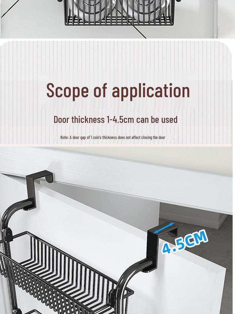 No-Drill Door Hanging Basket Organizer - Multi-Layer Storage Rack for Bathroom