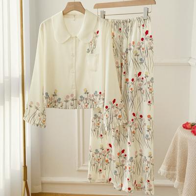 Female 2PCS Pajamas Set Spring Summer New Arrived Printing Sleepwear Long Sleeve Trouser Suits Loose Home Clothes Loungewear