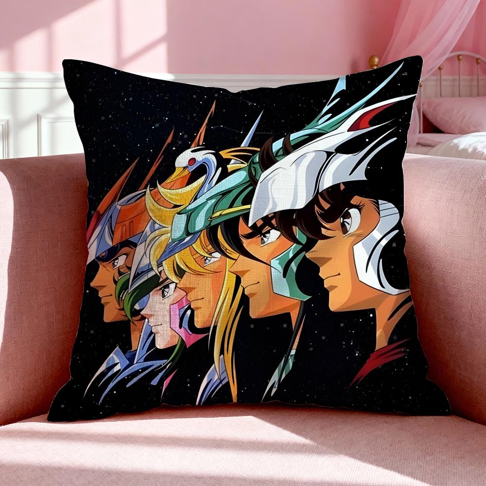 Anime SSaint Seiya Cushion Cover Breathable Linen Pillowcase Summer Odorless EcoFriendly Invisible Zipper Washable