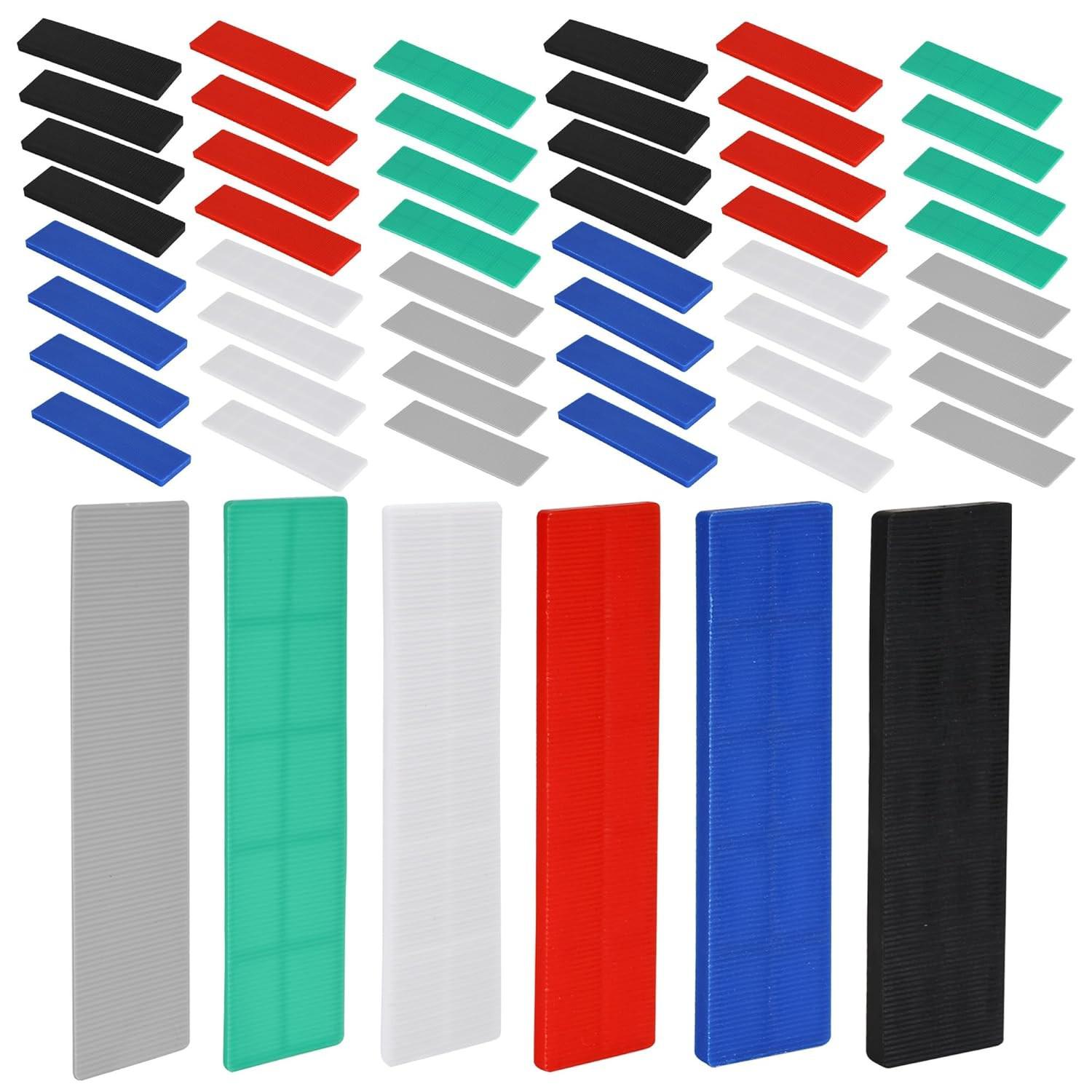 

180 Colorful Plastic Leveling Shims in 6 Sizes for Furniture