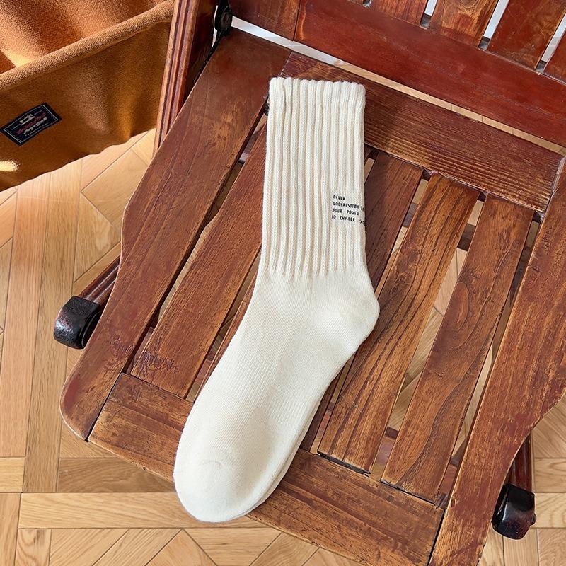 Men's Autumn and Winter Trends Add Velvet and Thick Warm Solid Color Tube Cotton Socks