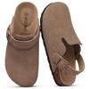 Fashion Smile Pop Men's Suede Shoes With Adjustable Back Strap Leather Mules With Cork Flip-Flop Slippers Insoles Slip-On Potato Shoes