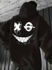 Men's Hooded Sweatshirt with a Happy Face and Eyes Print - a Creatively Designed Pullover, a Regular Fit All-season Casual Sweater