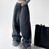 Simple Women's Thickened Pants Elastic Waist Polar Fleece Drawstring Straight Bottom Wide Leg Female Trousers Autumn Winter