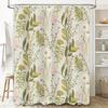 Floral Bath Shower Curtain Rustic Green Pink Print with Fresh Flowers for Bathroom Decoration Size72x84 inches (180cm x 213cm)