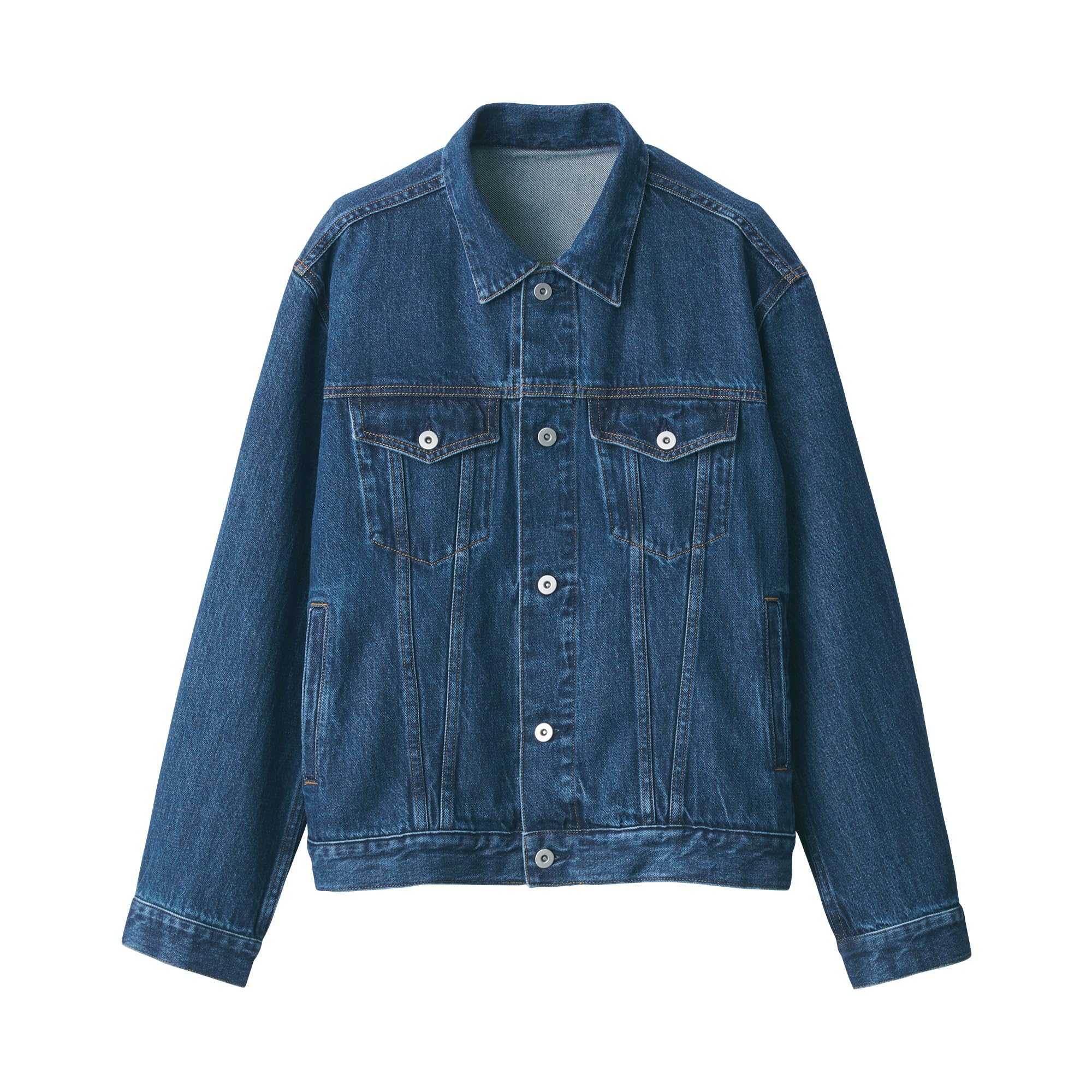 

MUJI куртка из денима из смеси капока и орехов AD0V4A4A Синий L Мужская Мужская Мужская