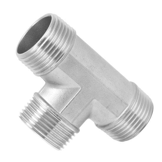 Tvarovaný konektor G1in s vnějším závitem, nerezová ocel, T-kus, hardware, potrubní armatury