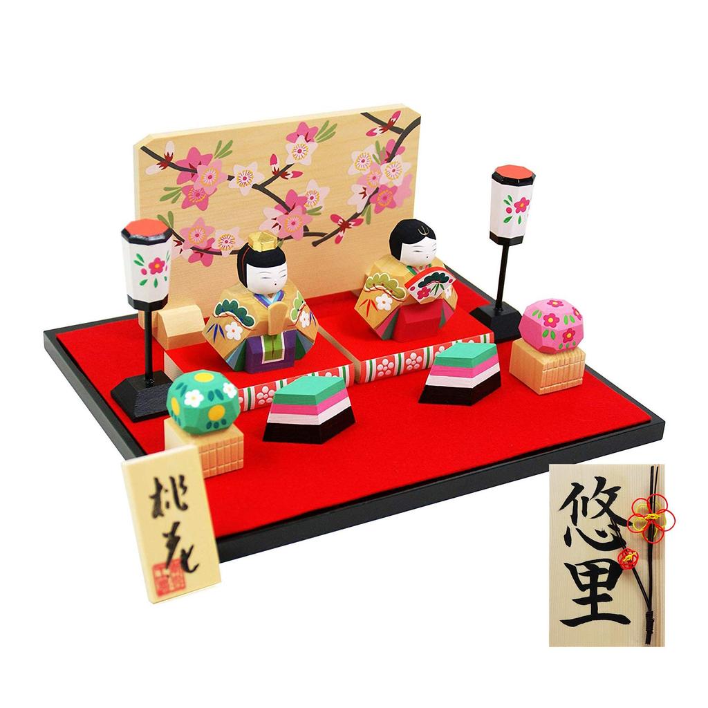 Osaka Choseido Hina Compact Mini Itto Name Wooden Tag Bonus Included Made In Hina Peach Blossom Doll, Hina, Wooden, Carving, Engraved, (Sent