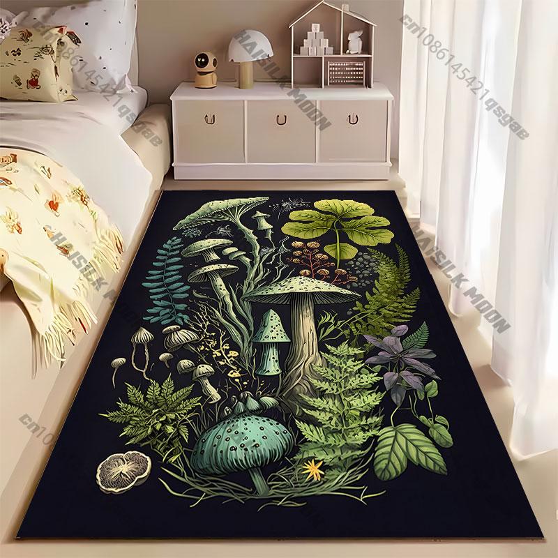 Nature fungi plants and insects carpet Yoga living room room decor children's crawling mat doormat area rug games mat