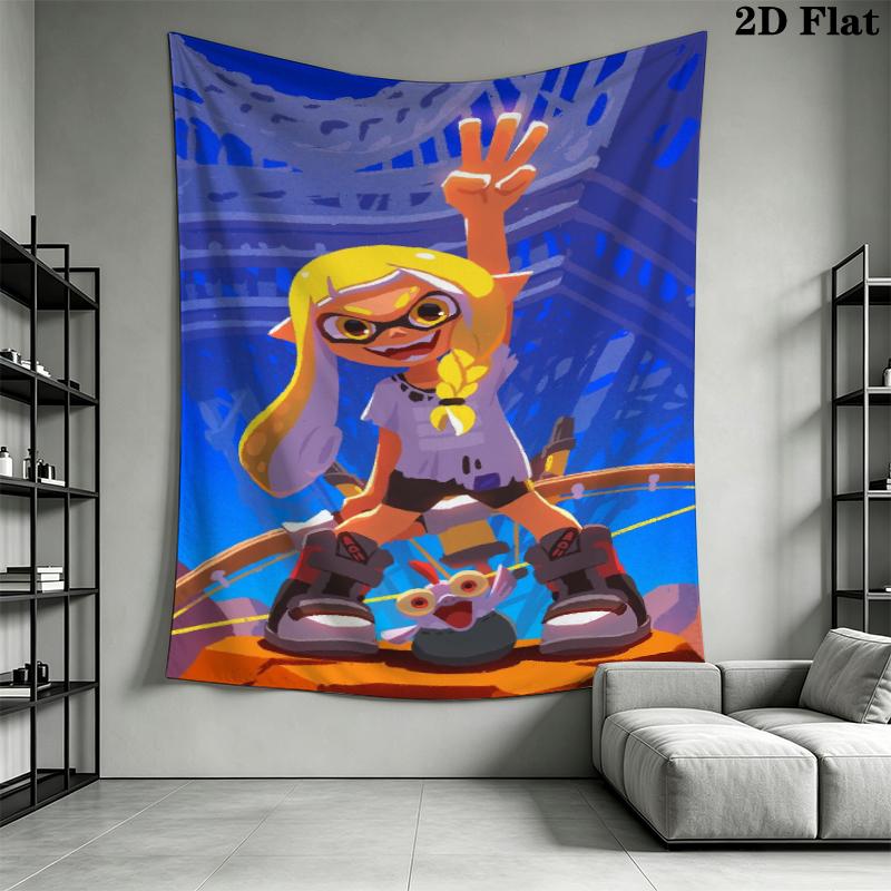 Splatoon game Wall Tapestry Aesthetic Wall Hanging Printed Fabric Blanket Decorative Tapestries for Bedroom Living Room Home Decor