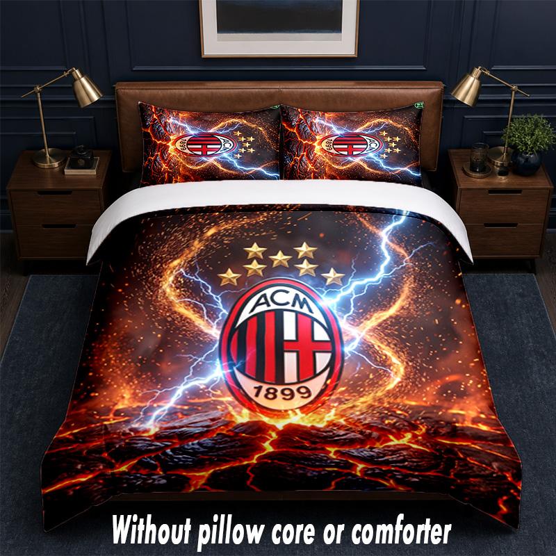 AC Milan Design Bed Bedding Set 1 Duvet Cover + 2 Pillowcases Soft Breathable Household Bed Linens