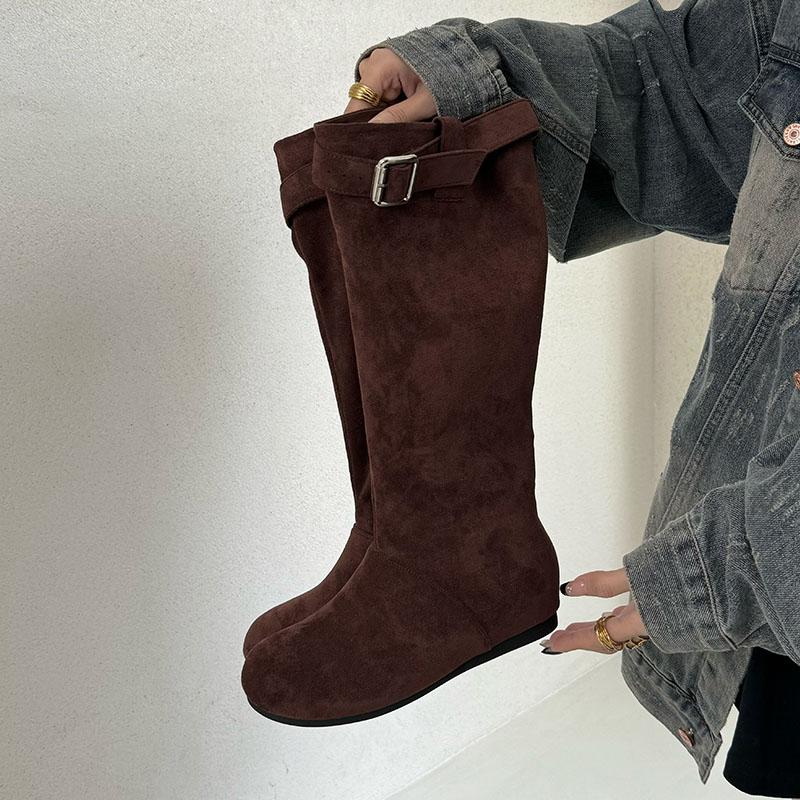 

Мода Мода Женские полусапоги с круглым носком и увеличивающей рост обувью Плиссированные женские короткие сапоги Женская обувь слипоны 35 коричневый