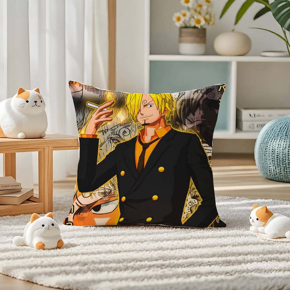 One Piece Jinbe Helmsman Anime Plush Pillow Cover Soft Short Plush Cushion Cover For Sofa Bedroom Home Decor Gift Decoration