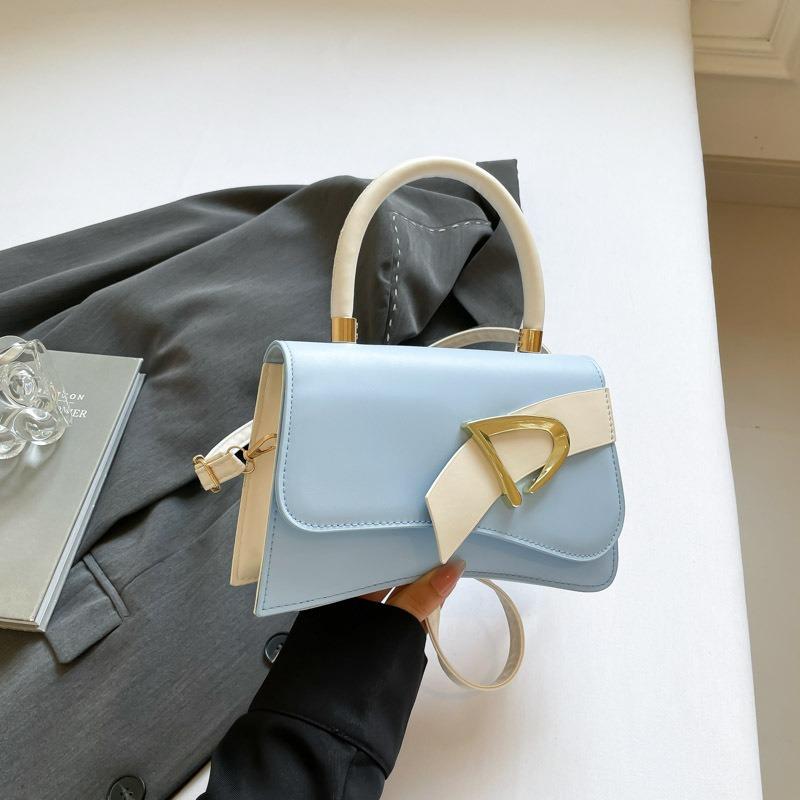 Retro Texture Small Square Bag New Fashion Flip Shoulder Bag Solid Color Portable Messenger Bag Tide