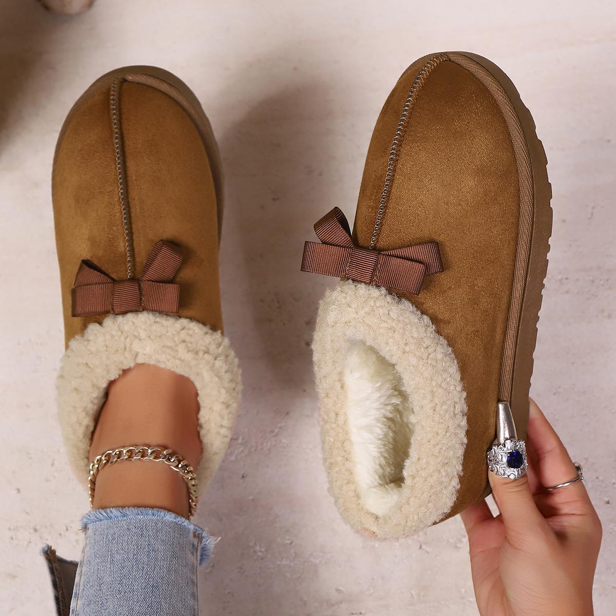 

Fashion Fashion Suede Bowknot Furry Snow Boots Women 2025 Winter Comfort Soft Sole Fluffy Fur Ankle Boots Warm Plush Shoes Plus Size 43 43 хаки