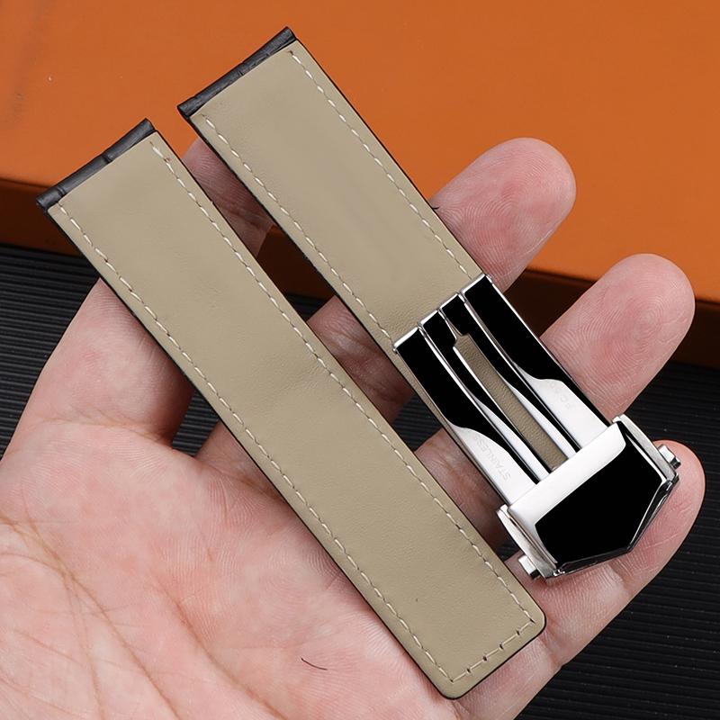 Классический 24 мм 20 мм 22 мм для TAG Heuer Calera кожаный ремешок для часов Синий — фото 3