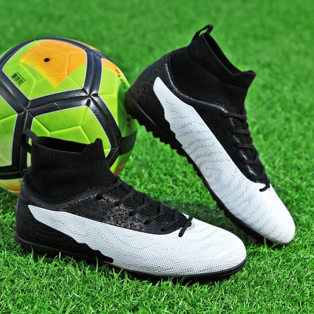 Men & Women TF Stud Football Boots, Anti-slip, Leather Material, Suitable for Student & Adult Training, Artificial & Natural Gra