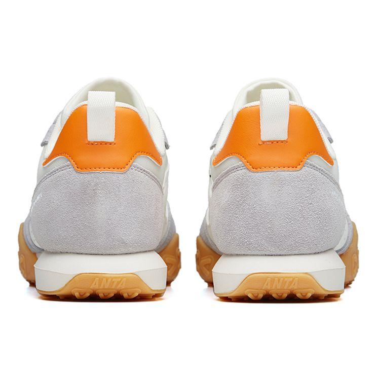 Anta Lifestyle Series Fabric Synthetic Leather Shock Absorbing Non-Slip Wear-Resistant Low-Top Casual Shoes Men sneaker White Gray 112238856-5